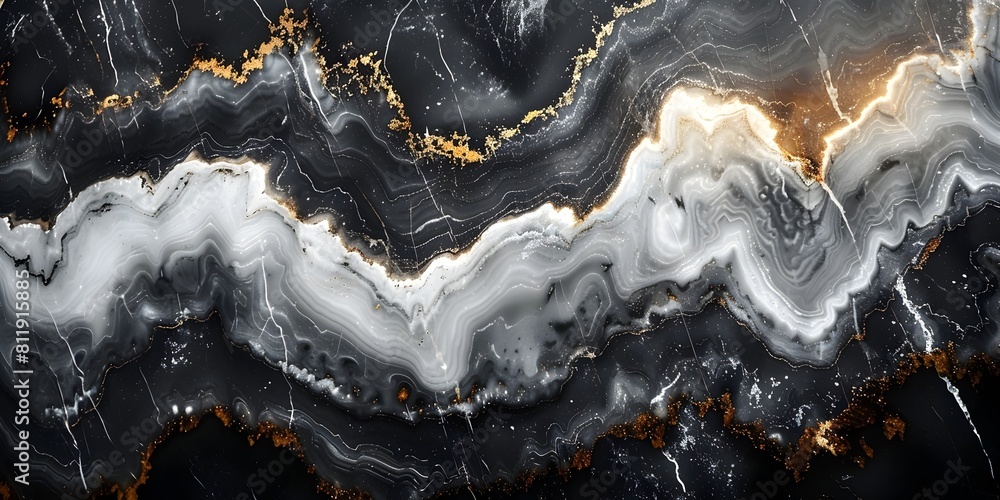 Fototapeta premium Black Marble Textured Background with Dramatic Lighting and Golden Accents for Luxurious and Elegant Design Concepts