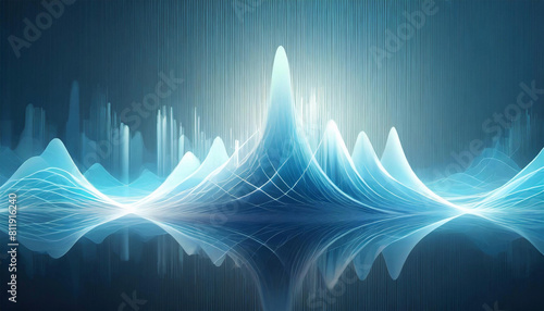 Sound waves oscillating with the glow of light blue and white, abstract technology background