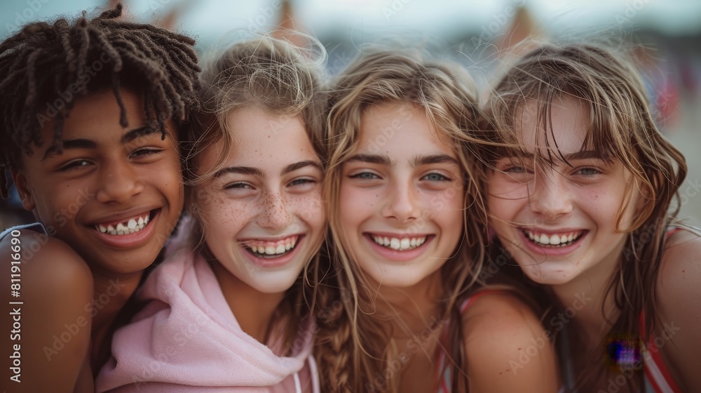 Fototapeta premium 4 adolescents laughed