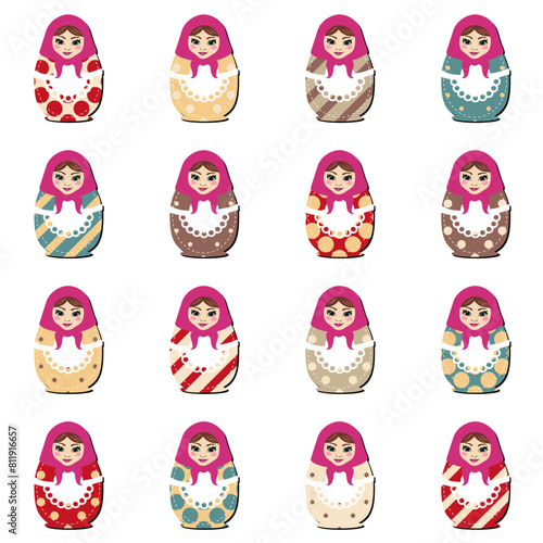 Russian doll set on white background vector illustration 