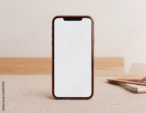 Modern Smartphone Mockup in Hand, Displaying Blank Screen for App, Website, or Social Media Content