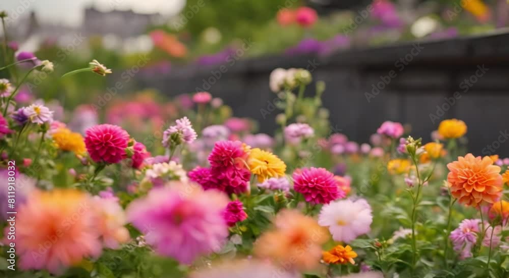 Flowers bring color and life to urban environments, from rooftop gardens to street planters - Generative Ai Flowers bring color and life to urban environments, from rooftop gardens to street planters - Generative Ai