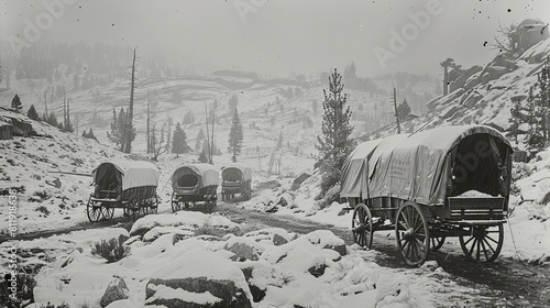 Covered Wagons in Snow photo