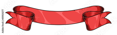 Victorian ribbon red vintage sticker