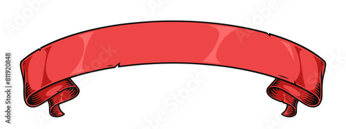 Elegant ribbon vintage sticker red