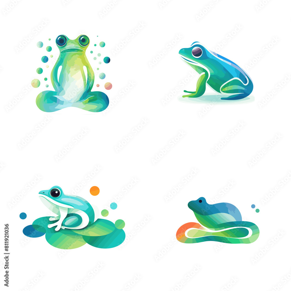 collection of green and blue frog illustrations collection of green and blue frog illustrations