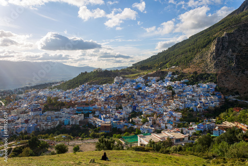 Chefchaouen morocco blue city sun set