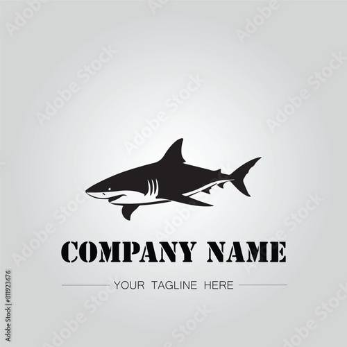 Shark silhouette illustration design for company logo vector image on the white background	
