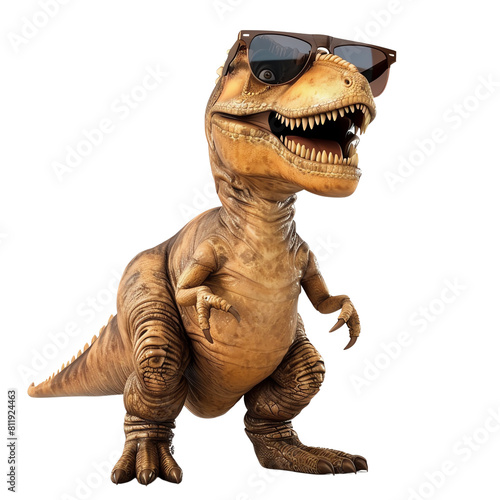 A Tyrannosaurus Rex wearing sunglasses.