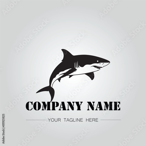 Shark silhouette illustration design for company logo vector image on the white background	
