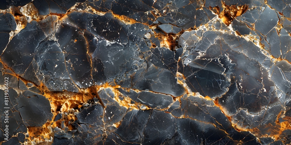 Fototapeta premium Exquisite Black Marble Backdrop with Veined Gold Accents and Dimensional Textures