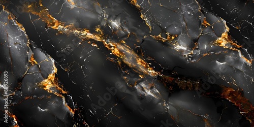Rich Black Marble Textured Background with Dramatic Swirling Pattern and Intricate Veined Details for Luxury and Premium Designs and Interiors © prasong.