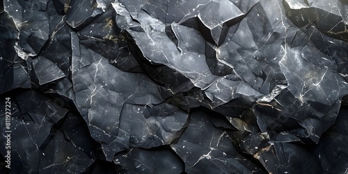 Captivating Black Marble Backdrop with Alluring Textural Details for Versatile Design Uses