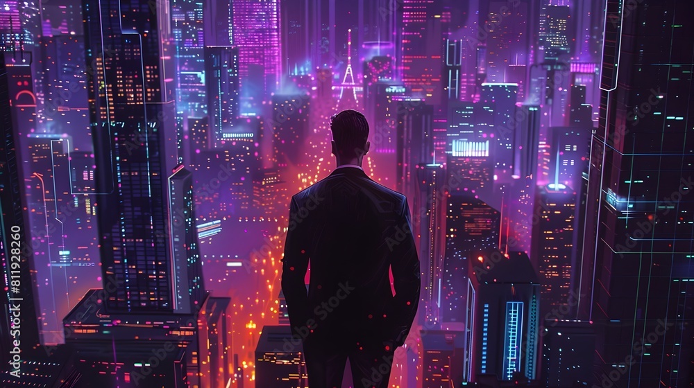 Futuristic Neon Metropolis Skyline at Night with Towering Skyscrapers and Vibrant Cityscape Futuristic Neon Metropolis Skyline at Night with Towering Skyscrapers and Vibrant Cityscape