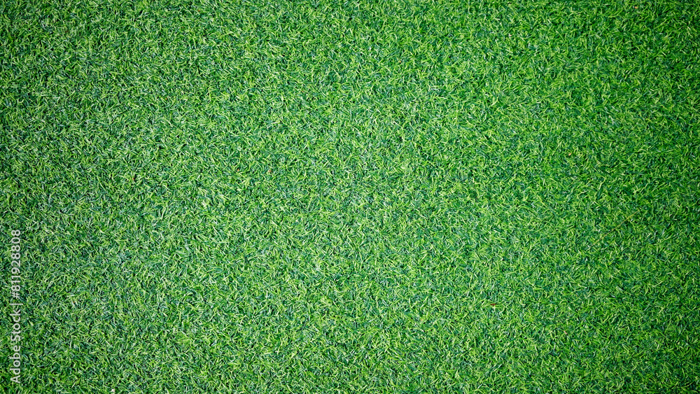 Fototapeta premium Artificial grass texture background with dark green gradient. for backdrop banner autumn scene