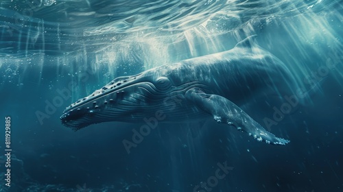 A blue whale swimming in the ocean. AIG51A.