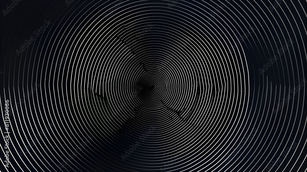 Mesmerizing Spiral Tunnel Optical Illusion in Minimal Black and White Abstract Pattern Design