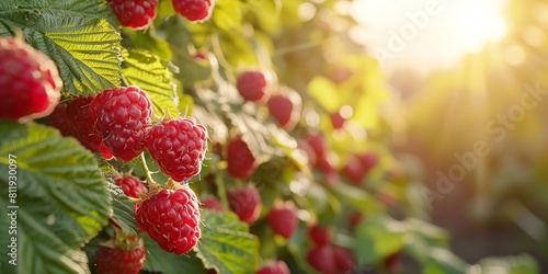 Growing raspberries on a small  sustainable  organic farm. Generative Ai