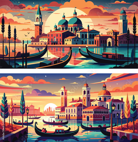 canal with gondola in venice