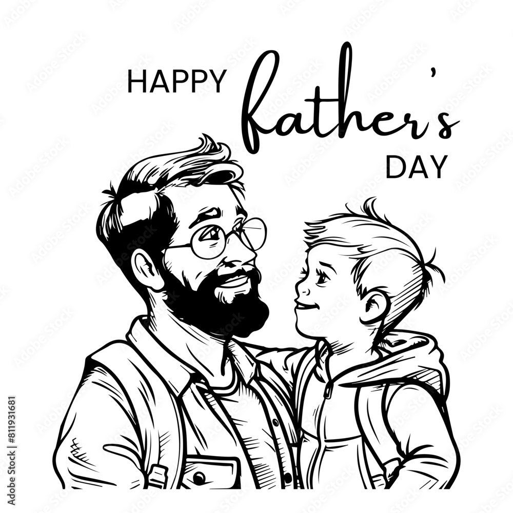 Happy Fathers Day Outline Illustration Happy Fathers Day Outline Illustration
