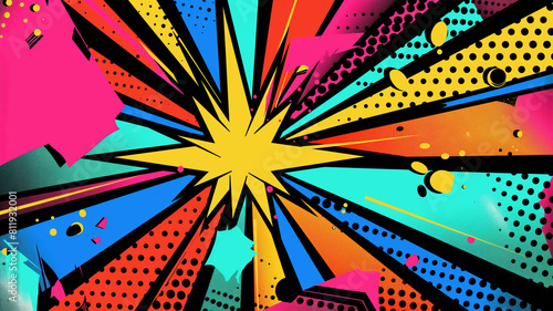 Pop art comic fast speed lines background. Colorful background in pop art retro comic style.