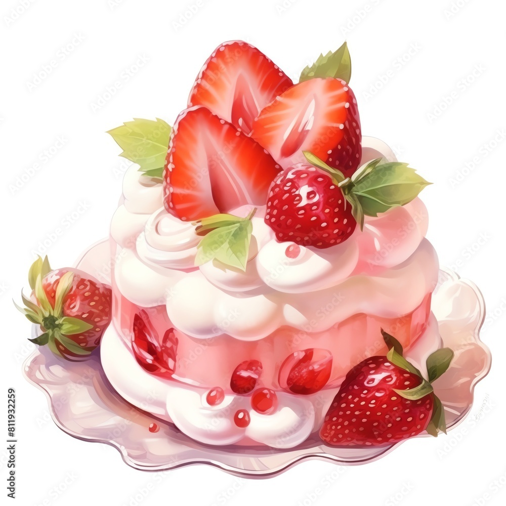 Photo of Strawberry Charm Bakery, Isolated on white background Photo of Strawberry Charm Bakery, Isolated on white background