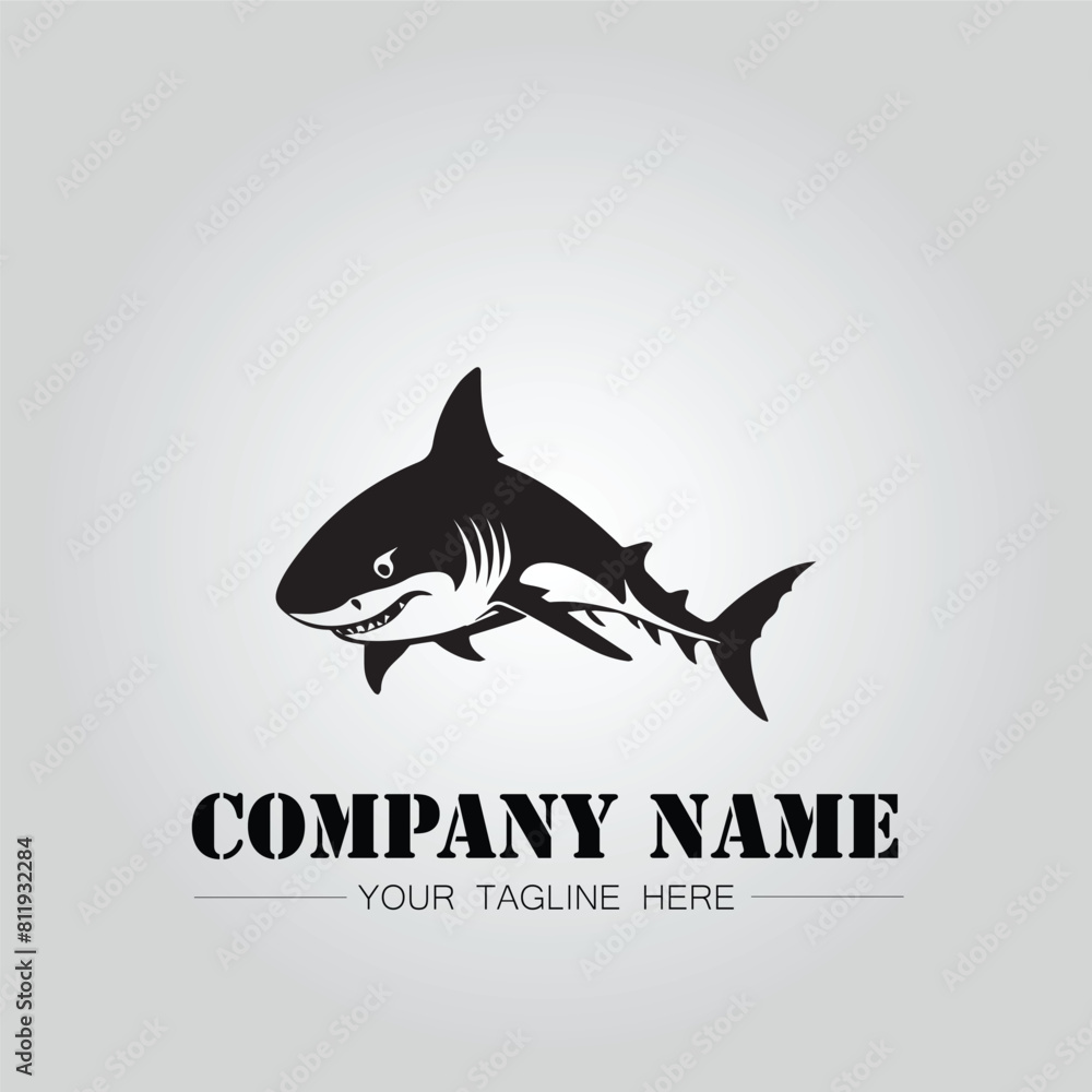 Shark silhouette illustration design for company logo vector image on the white background Shark silhouette illustration design for company logo vector image on the white background