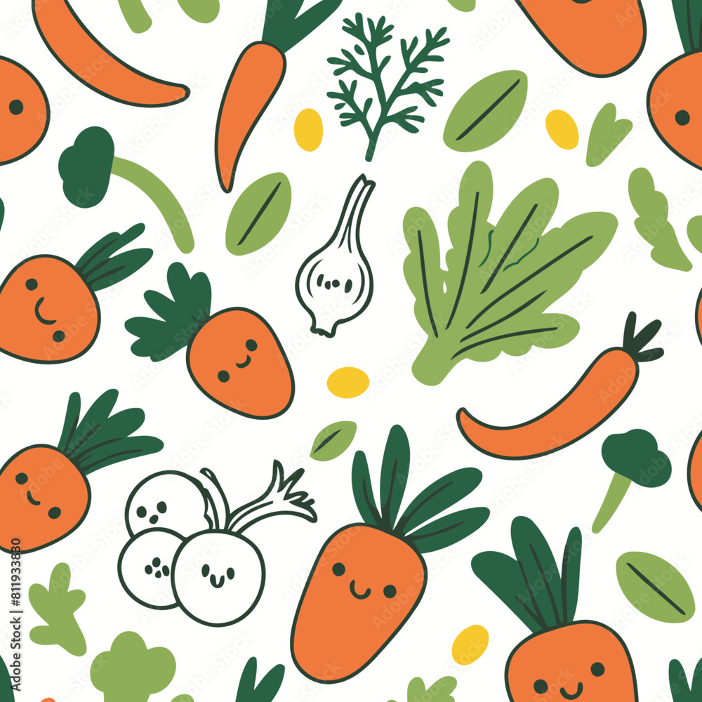 Obraz premium Vector illustration of a cute Veggies for toddlers