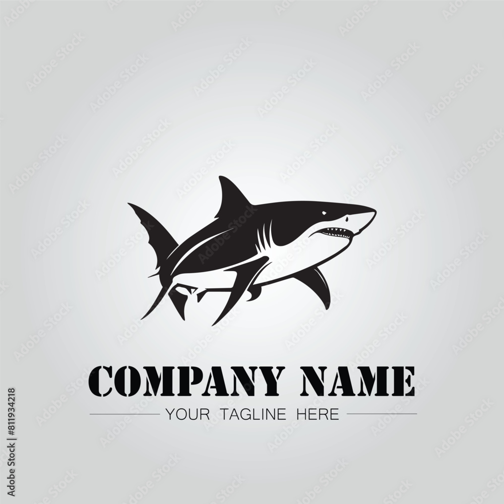 Shark silhouette illustration design for company logo vector image on the white background Shark silhouette illustration design for company logo vector image on the white background