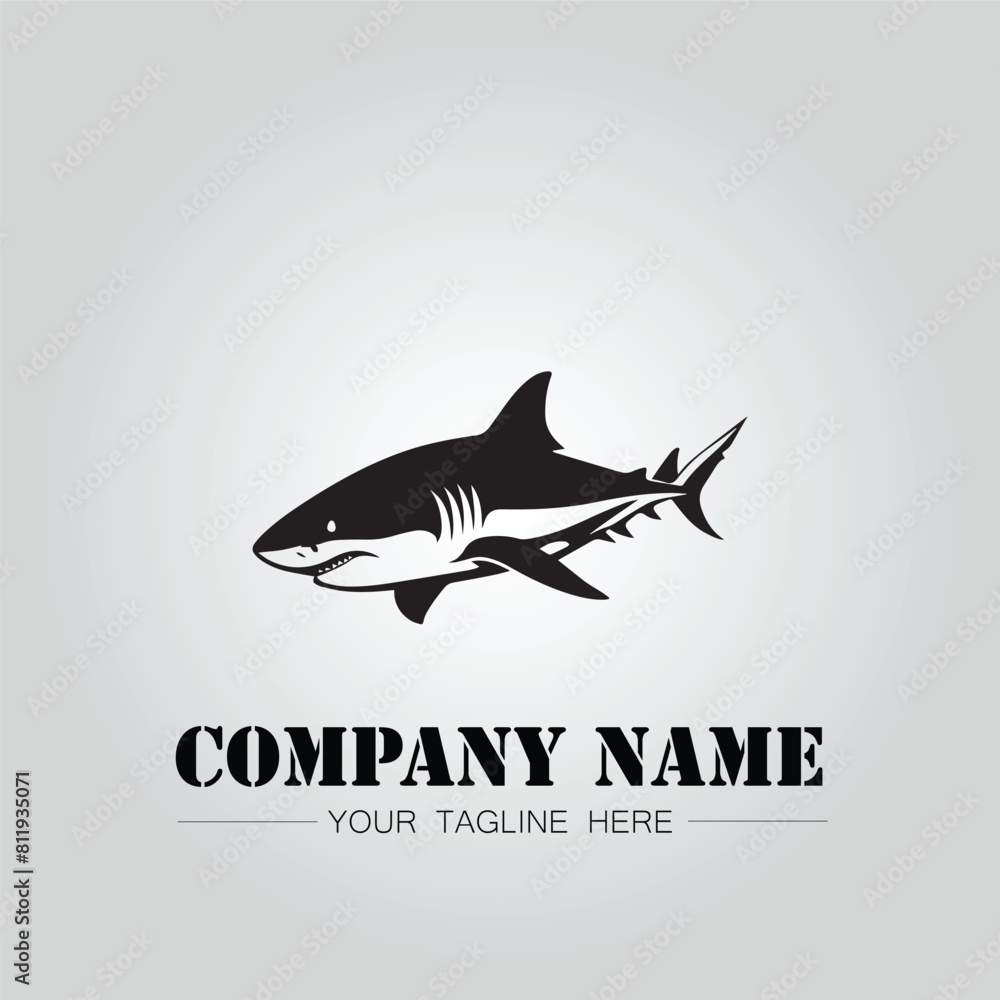Shark silhouette illustration design for company logo vector image on the white background Shark silhouette illustration design for company logo vector image on the white background