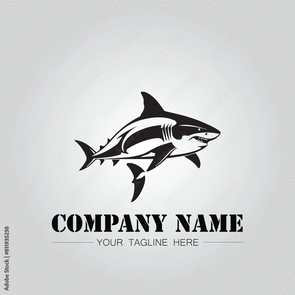 Shark silhouette illustration design for company logo vector image on the white background Shark silhouette illustration design for company logo vector image on the white background