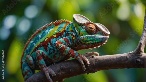 chameleon on a tree photo