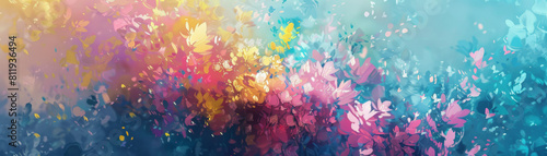 Design digital art in a blooming fantasy theme with creative AI technology for a unique wallpaper or banner. photo