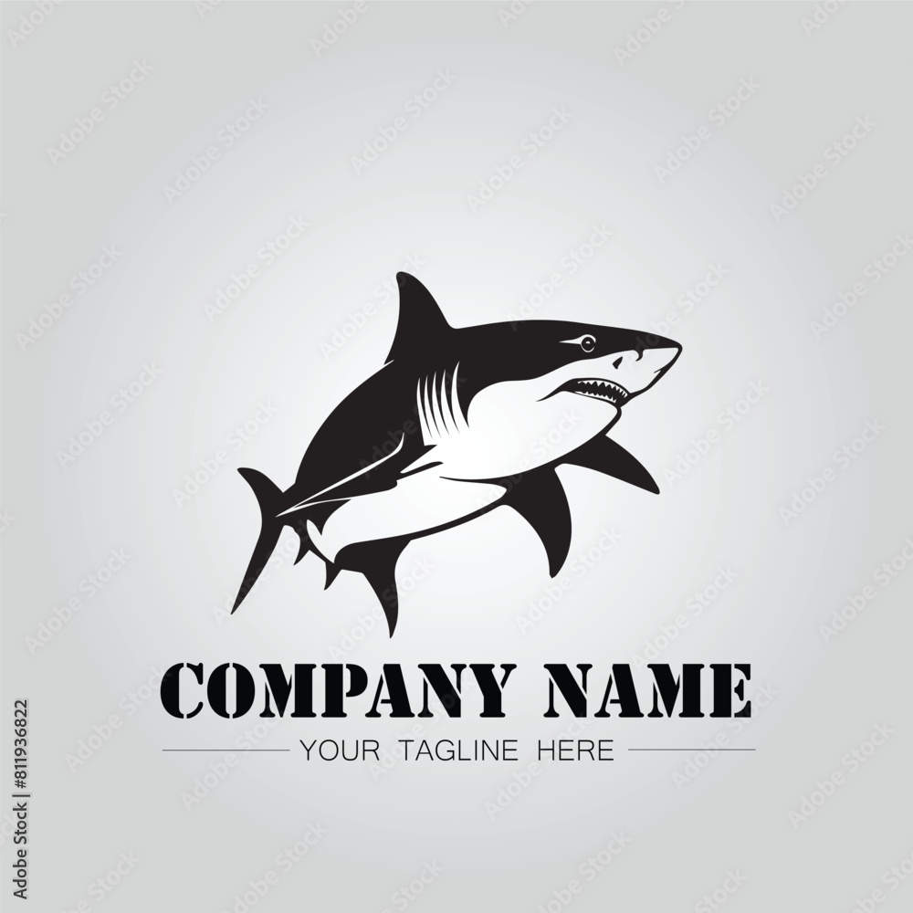 Shark silhouette illustration design for company logo vector image on the white background Shark silhouette illustration design for company logo vector image on the white background
