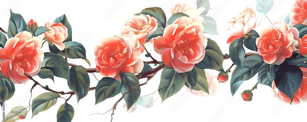 illustration of camellia flower on a isolated background