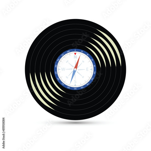 Vector of a vinyl with a compasses