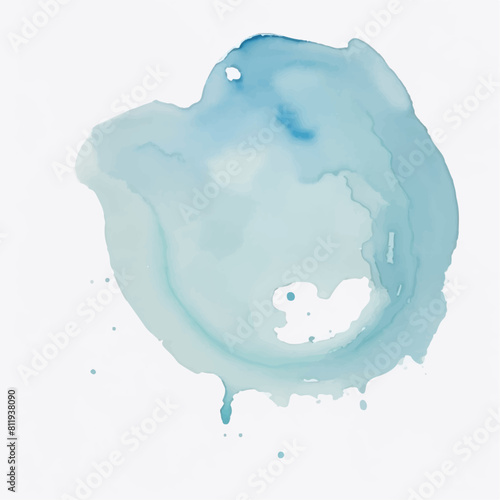 Blue watercolor brush paint vector stylized striped card. Aquarelle abstract hand drawn paper texture liquid cold colour background