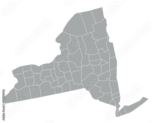 Map of the US states with districts. Map of the U.S. state of New York