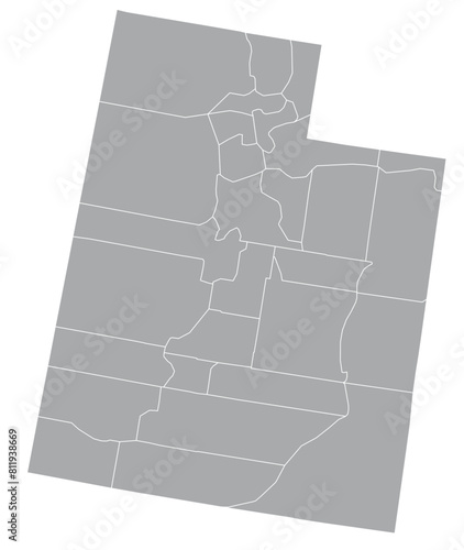 Map of the US states with districts. Map of the U.S. state of Utah