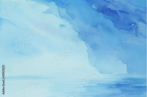 Watercolor Brush Stroke Splatter Blue Gradient Background