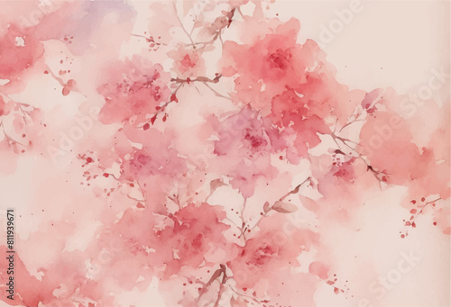Splash And Pink Flower Watercolor Background