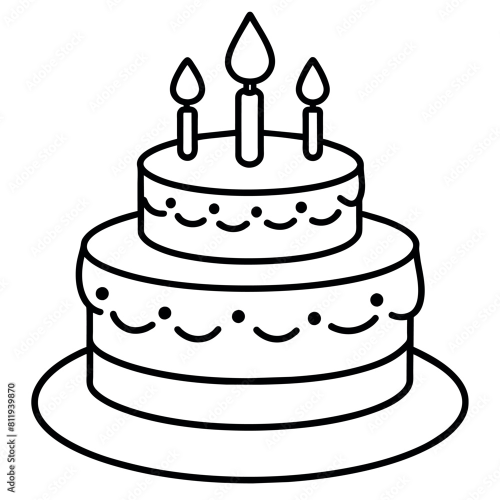 Red Velvet Cake outline coloring book page line art illustration digital drawing