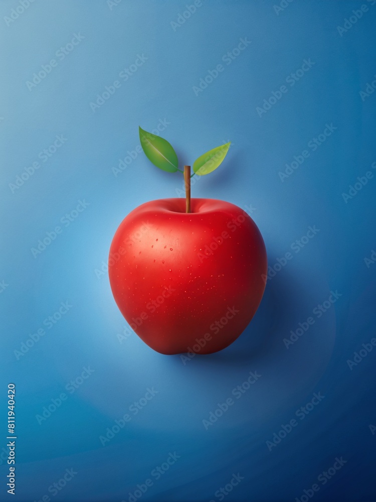 Obraz premium red apple on blue background