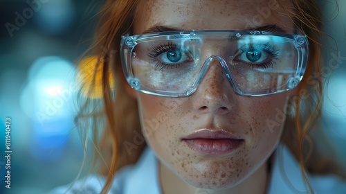 Close-up of a researcher's focused gaze as they analyze data on DNA mutations, highlighting the intense concentration and dedication required in scientific exploration