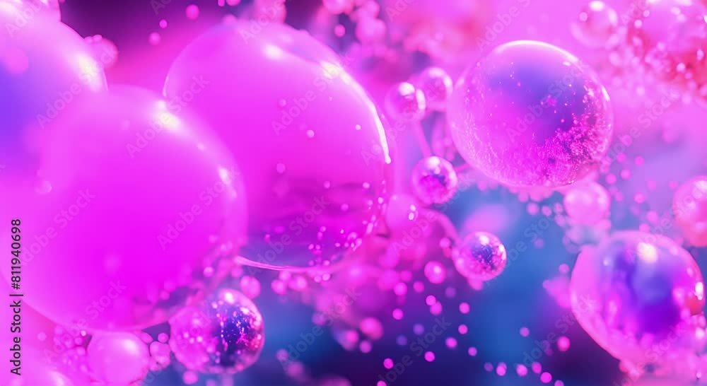 A slow-motion shot of a glowing, golden-colored, close-up molecule. A slow-motion shot of a glowing, golden-colored, close-up molecule.
