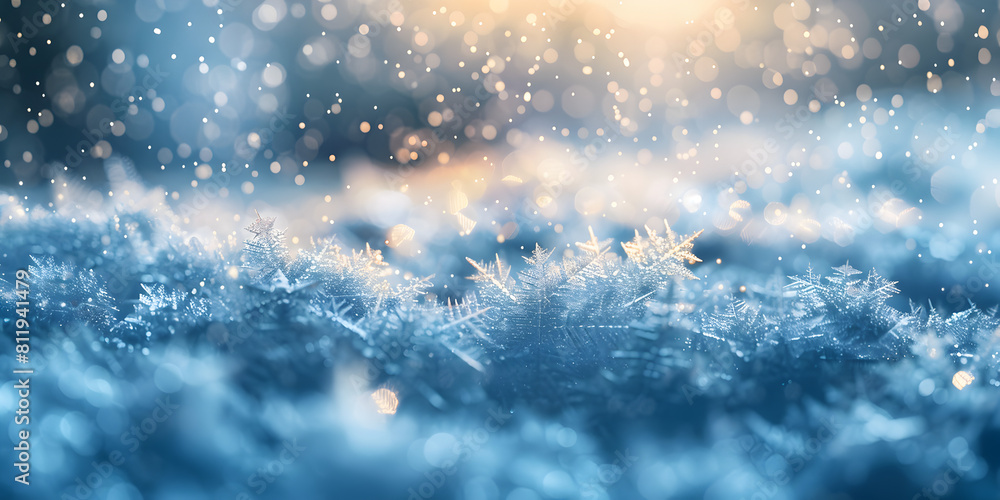 Scenic image of woodland. Frosty day on ski resort ,Sparkling Blue Bokeh Light Background for Festive Occasions Scenic image of woodland. Frosty day on ski resort ,Sparkling Blue Bokeh Light Background for Festive Occasions