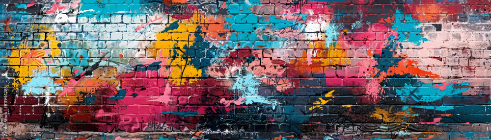 Naklejka premium Create your own vibrant urban mural using AI-generated designs and patterns.