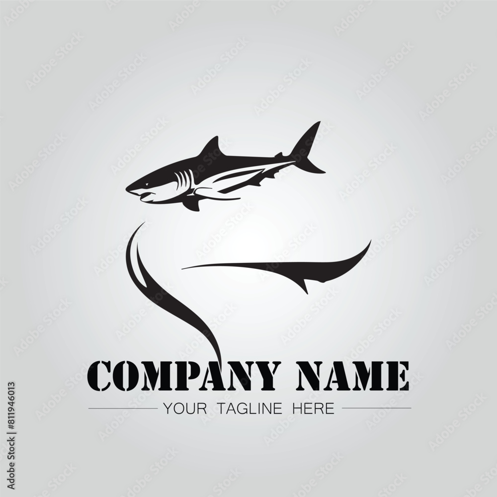 Shark silhouette illustration design for company logo vector image on the white background Shark silhouette illustration design for company logo vector image on the white background