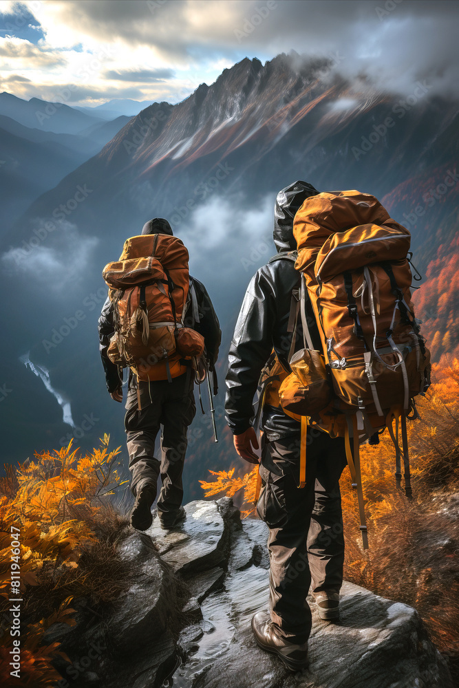 Climbing Adventure: Climbers ascending a challenging rock face or mountain. Climbing Adventure: Climbers ascending a challenging rock face or mountain.