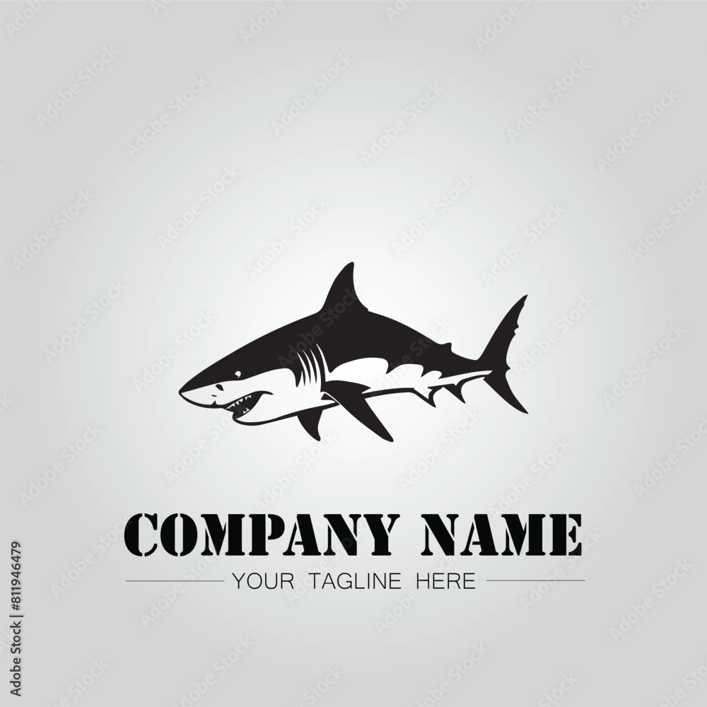 Shark silhouette illustration design for company logo vector image on the white background Shark silhouette illustration design for company logo vector image on the white background